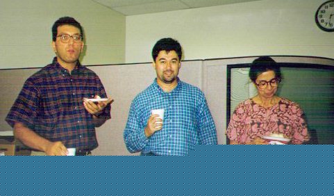 Mete, Mike and Haluk eating Haluk's farewell cake.